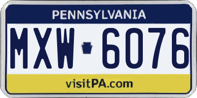 PA license plate MXW6076