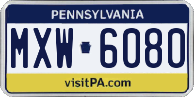 PA license plate MXW6080