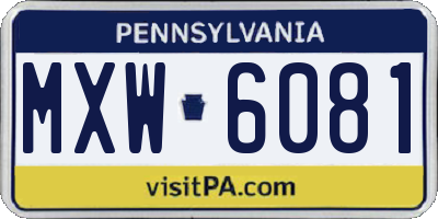 PA license plate MXW6081