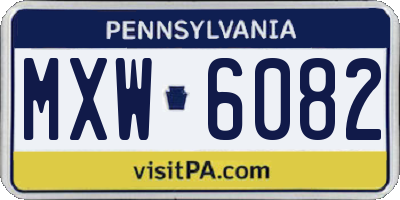 PA license plate MXW6082