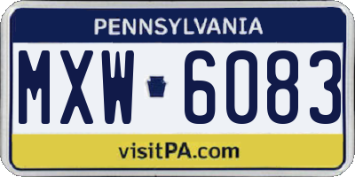 PA license plate MXW6083