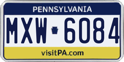 PA license plate MXW6084