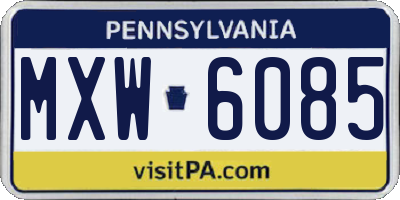 PA license plate MXW6085