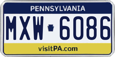 PA license plate MXW6086