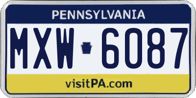 PA license plate MXW6087