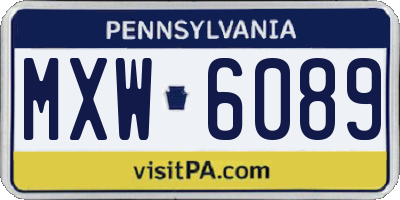 PA license plate MXW6089