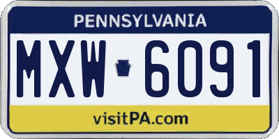 PA license plate MXW6091