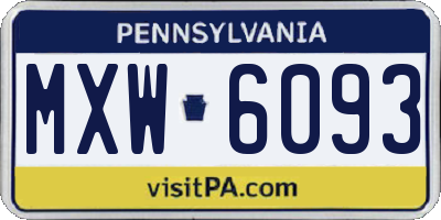 PA license plate MXW6093
