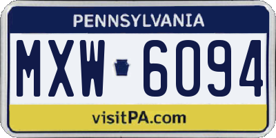 PA license plate MXW6094