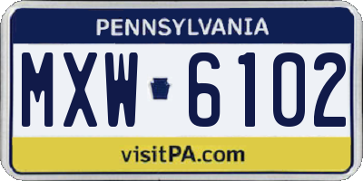 PA license plate MXW6102