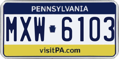 PA license plate MXW6103