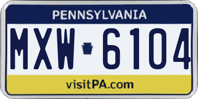 PA license plate MXW6104