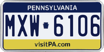 PA license plate MXW6106