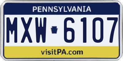 PA license plate MXW6107