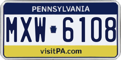 PA license plate MXW6108