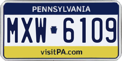 PA license plate MXW6109
