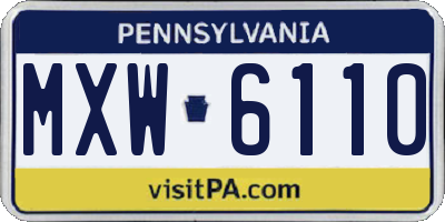 PA license plate MXW6110