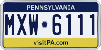 PA license plate MXW6111