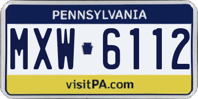 PA license plate MXW6112