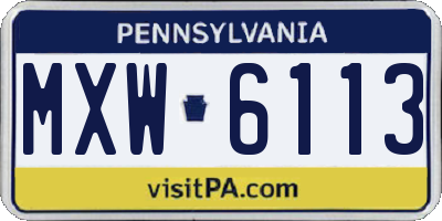 PA license plate MXW6113