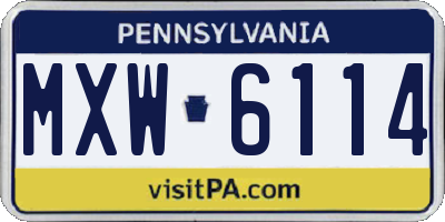 PA license plate MXW6114