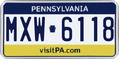 PA license plate MXW6118