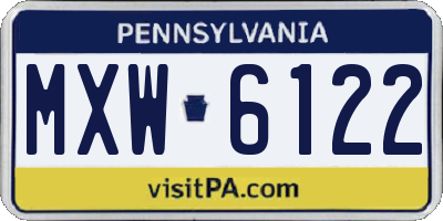 PA license plate MXW6122