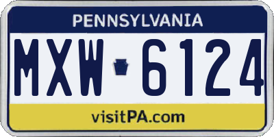 PA license plate MXW6124