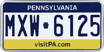 PA license plate MXW6125