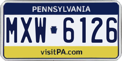 PA license plate MXW6126