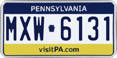PA license plate MXW6131