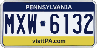 PA license plate MXW6132