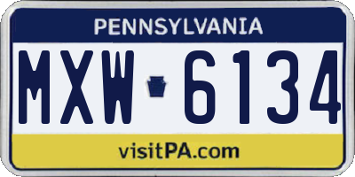 PA license plate MXW6134