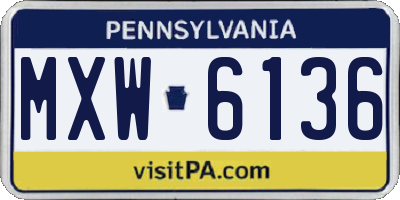 PA license plate MXW6136