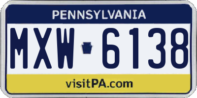PA license plate MXW6138
