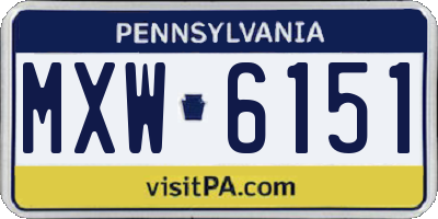 PA license plate MXW6151