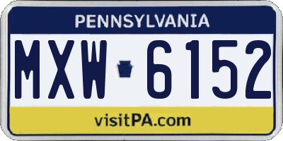 PA license plate MXW6152