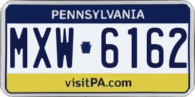PA license plate MXW6162
