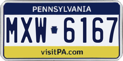 PA license plate MXW6167