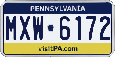 PA license plate MXW6172