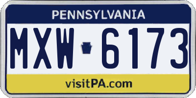 PA license plate MXW6173