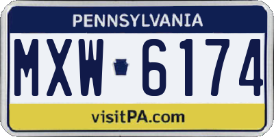 PA license plate MXW6174