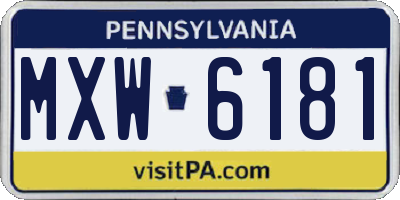 PA license plate MXW6181