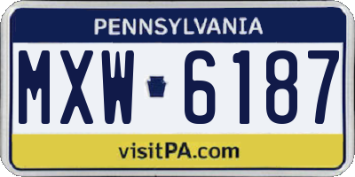 PA license plate MXW6187