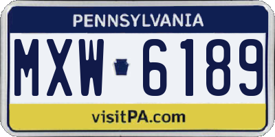 PA license plate MXW6189