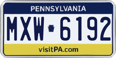 PA license plate MXW6192