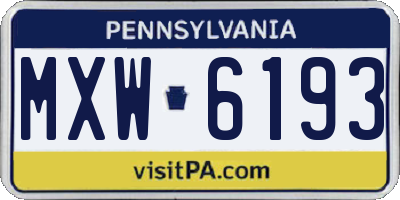 PA license plate MXW6193