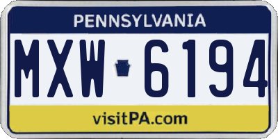 PA license plate MXW6194