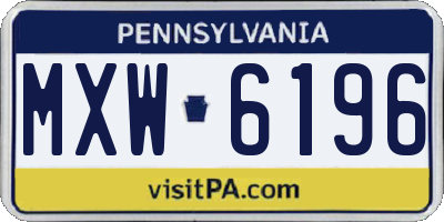 PA license plate MXW6196