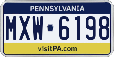PA license plate MXW6198